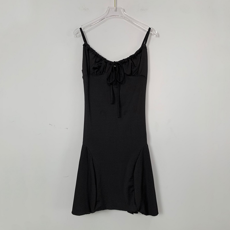 V-Neck Low-Cut Spaghetti Strap Dress for Women - Sexy Waist-Cinching A-Line Summer Slim Fit Dress