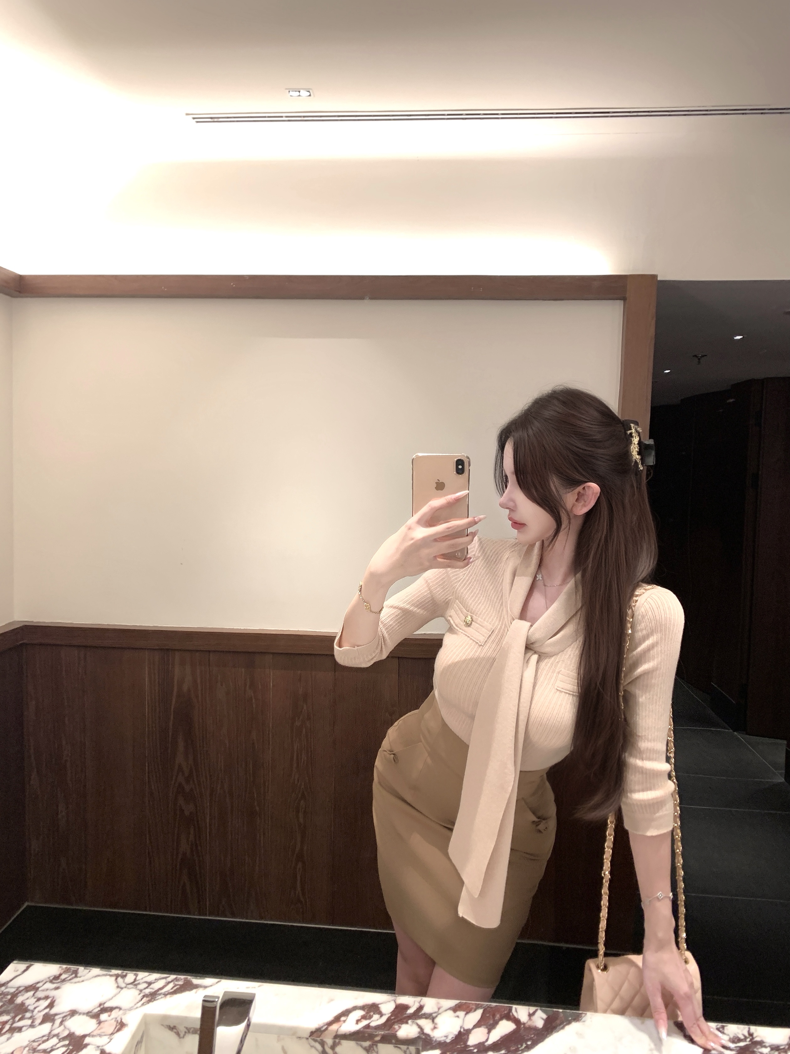 V-Neck Ribbon Knit Sweater and Imitation Wool Half Skirt Set - Chic Sheep Wool Design for Y2K and Korean Style Looks