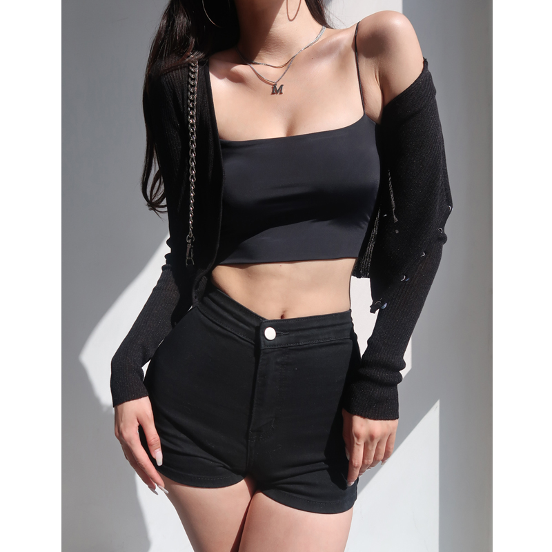 V-Neck Slim-Fit Short Knitted Cardigan for Women - Summer Long Sleeve Lightweight Versatile Sun Protection Top