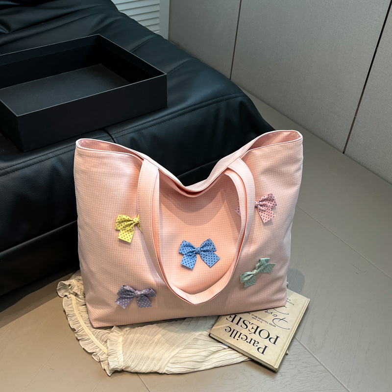 Versatile Bowknot Canvas Shoulder Bag for Women - Casual Commuting Tote and College Student Bag Versatile Bowknot Canvas Shoulder Bag for Women - Casual Commuting Tote and College Student Bag