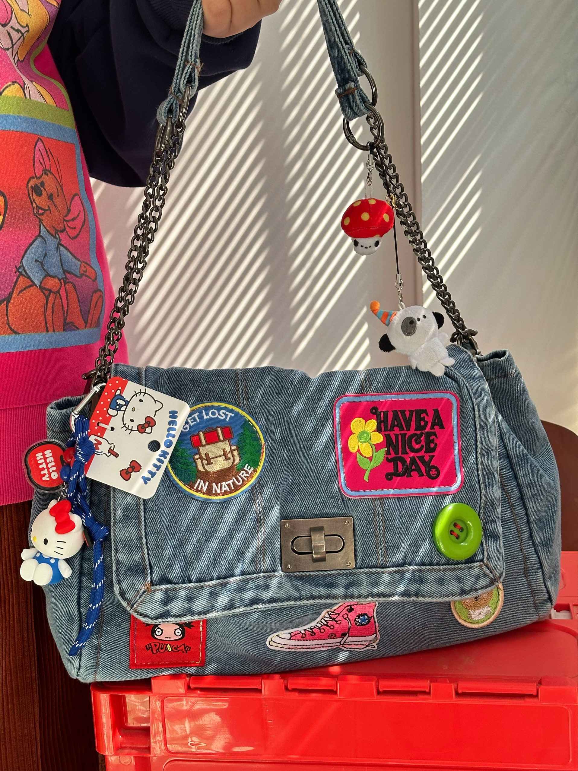 Versatile Denim Bag for Trendy Girls - Large Capacity Shoulder Crossbody Tote Bag for Millennial Style