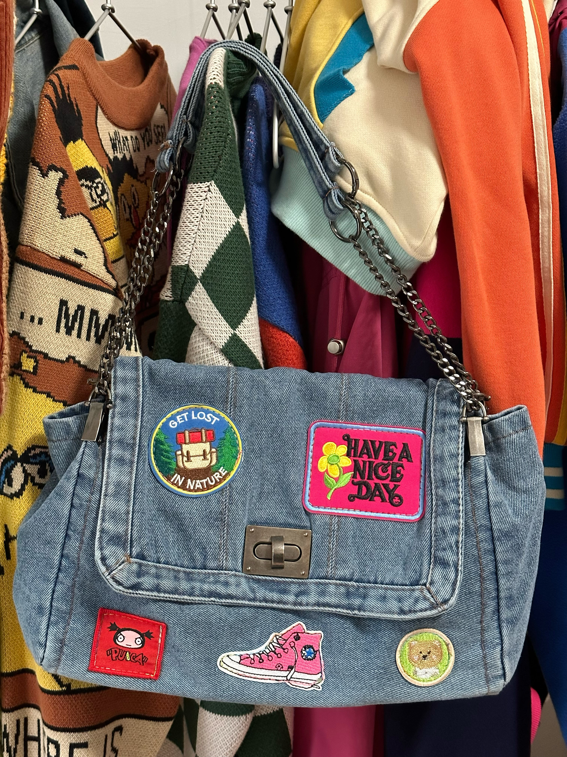 Versatile Denim Bag for Trendy Girls - Large Capacity Shoulder Crossbody Tote Bag for Millennial Style Versatile Denim Bag for Trendy Girls - Large Capacity Shoulder Crossbody Tote Bag for Millennial Style