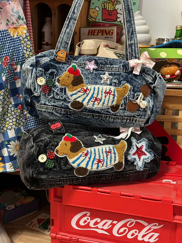 Versatile Handmade Denim Tote Bag for Students - Casual Shoulder Bag in Millennial Spicy Girl Style Versatile Handmade Denim Tote Bag for Students - Casual Shoulder Bag in Millennial Spicy Girl Style