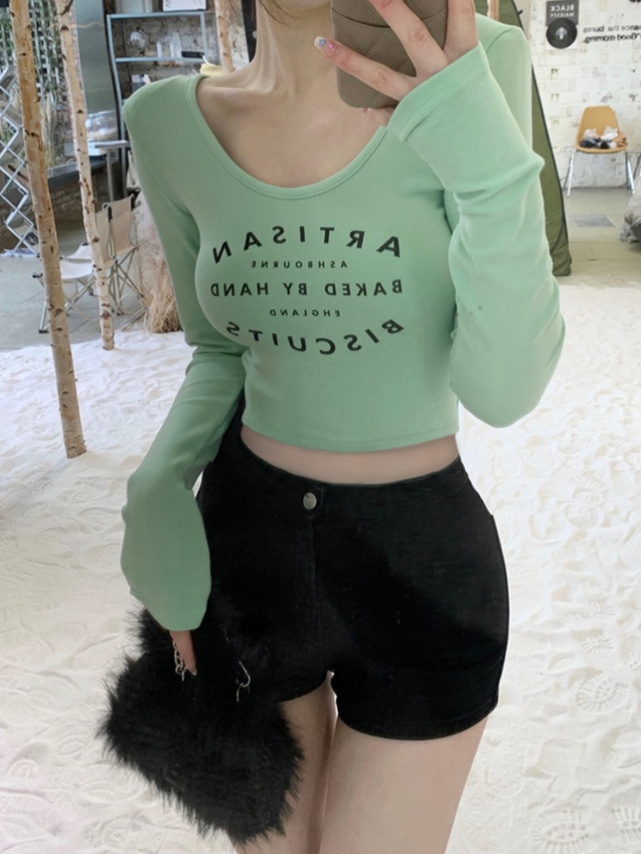 Versatile Jazz Girl Group Dancing Crop Top - Slim Fit Long Sleeve T-Shirt with Letter Print - Trendy Y2K Fashion Versatile Jazz Girl Group Dancing Crop Top - Slim Fit Long Sleeve T-Shirt with Letter Print - Trendy Y2K Fashion