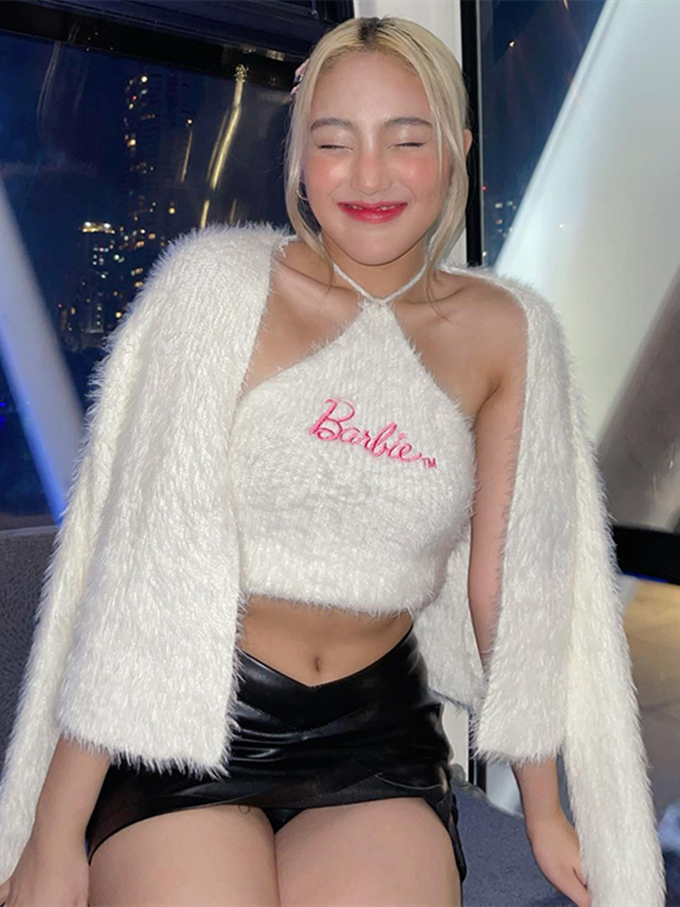 Versatile Knitted Mohair Cardigan Coat for Women - Long Sleeve Outerwear in Lazy Autumn Winter Style