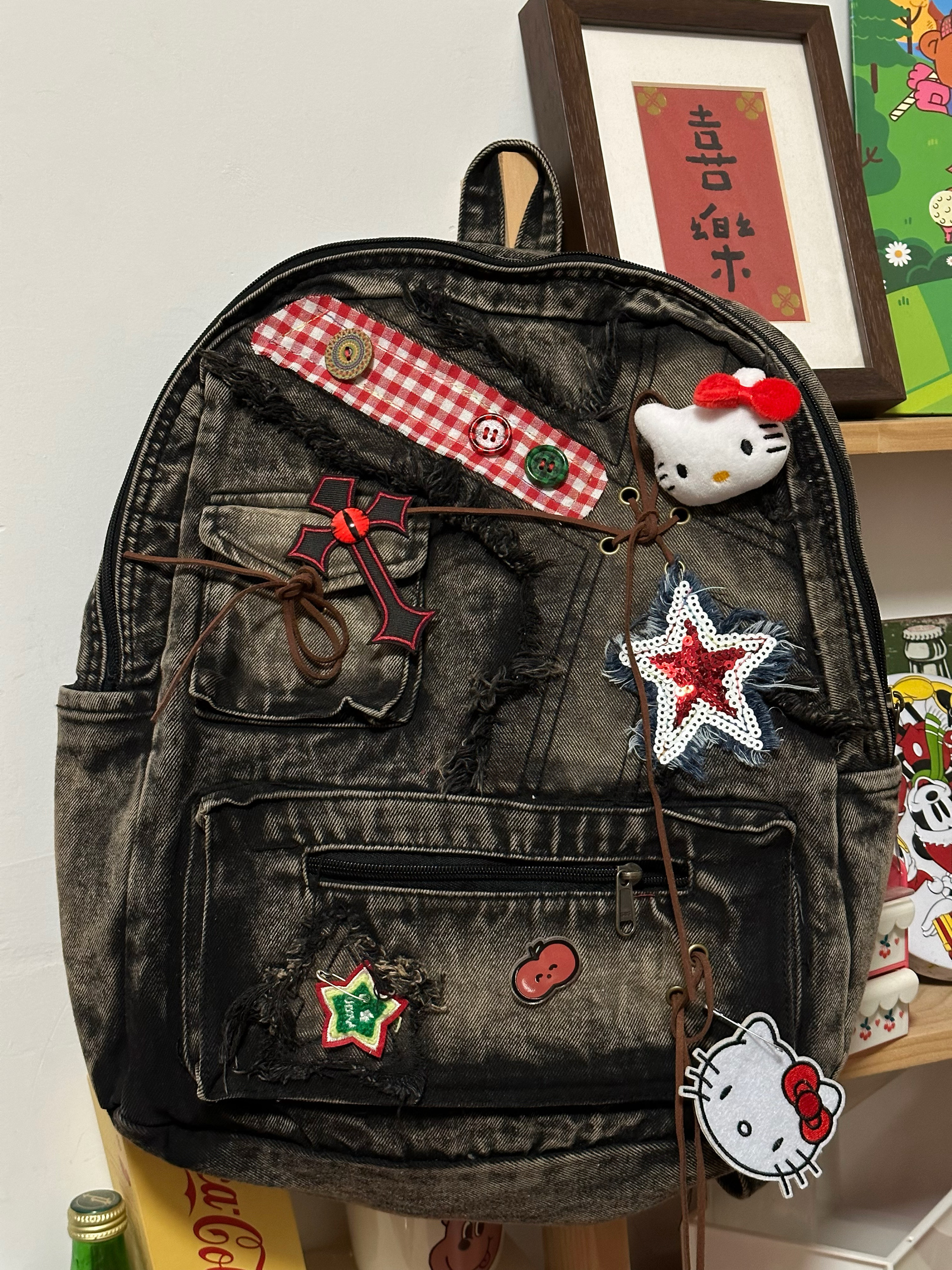 Versatile Large-Capacity Denim Backpack for Women - Handmade Wasteland Style School Bag for Spring and Summer