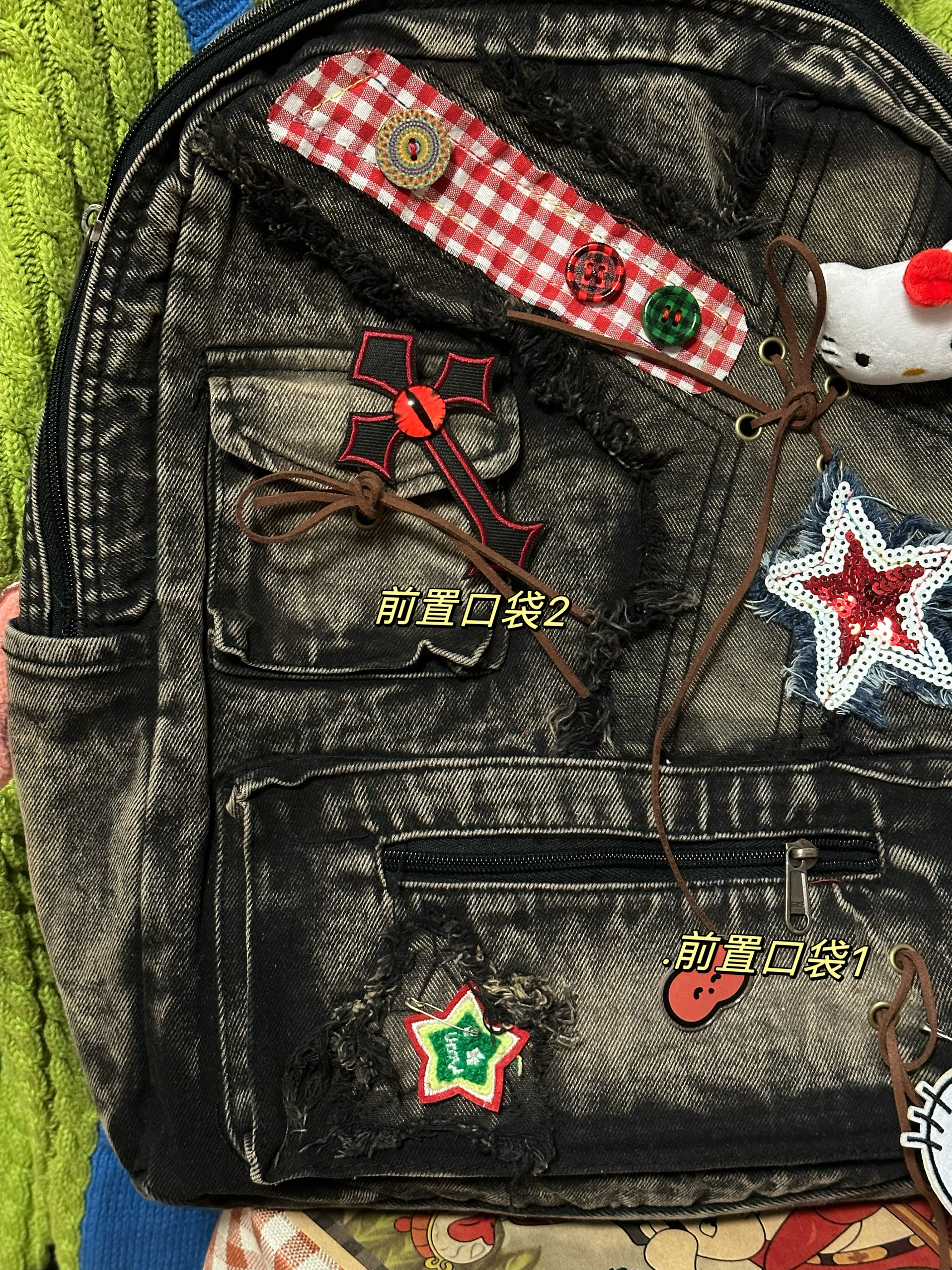 Versatile Large-Capacity Denim Backpack for Women - Handmade Wasteland Style School Bag for Spring and Summer Versatile Large-Capacity Denim Backpack for Women - Handmade Wasteland Style School Bag for Spring and Summer