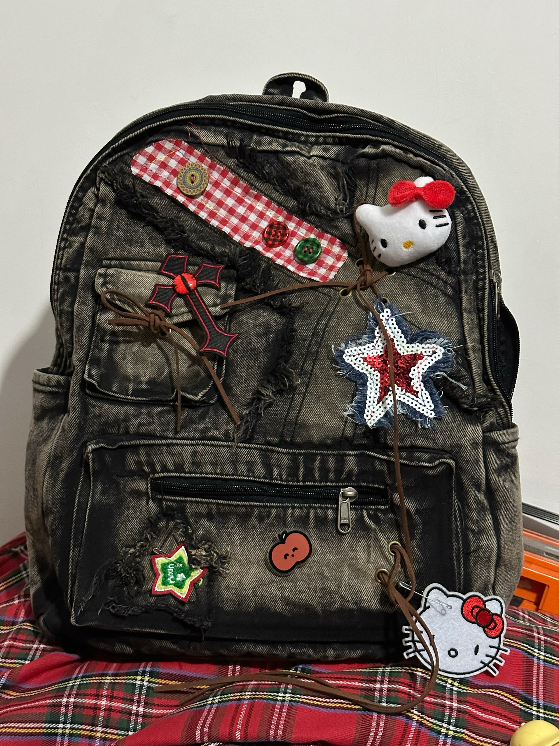 Versatile Large-Capacity Denim Backpack for Women - Handmade Wasteland Style School Bag for Spring and Summer