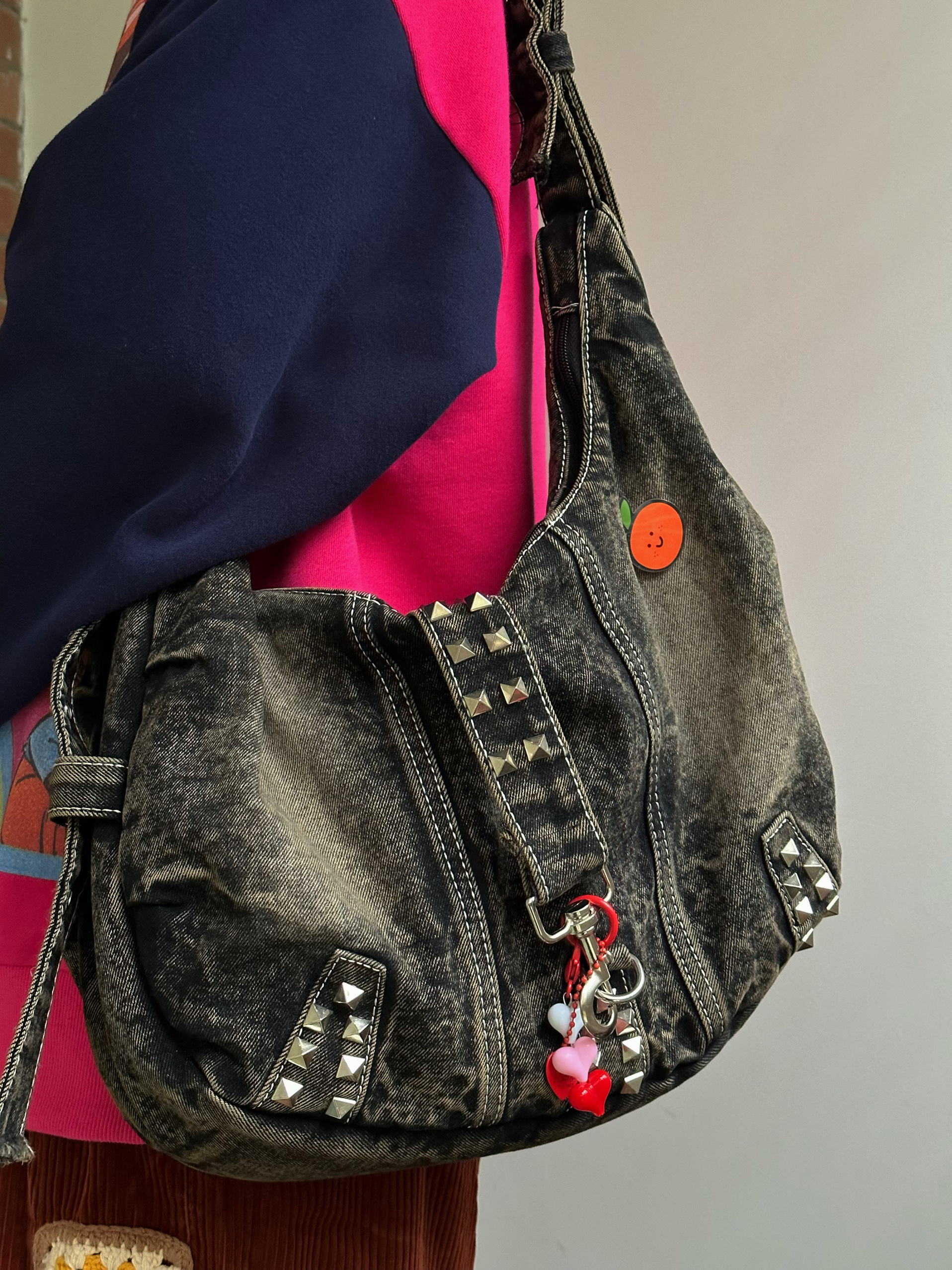 Versatile Retro Denim Tote Bag - Large Capacity Wasteland Style Shoulder Crossbody Bag for Students