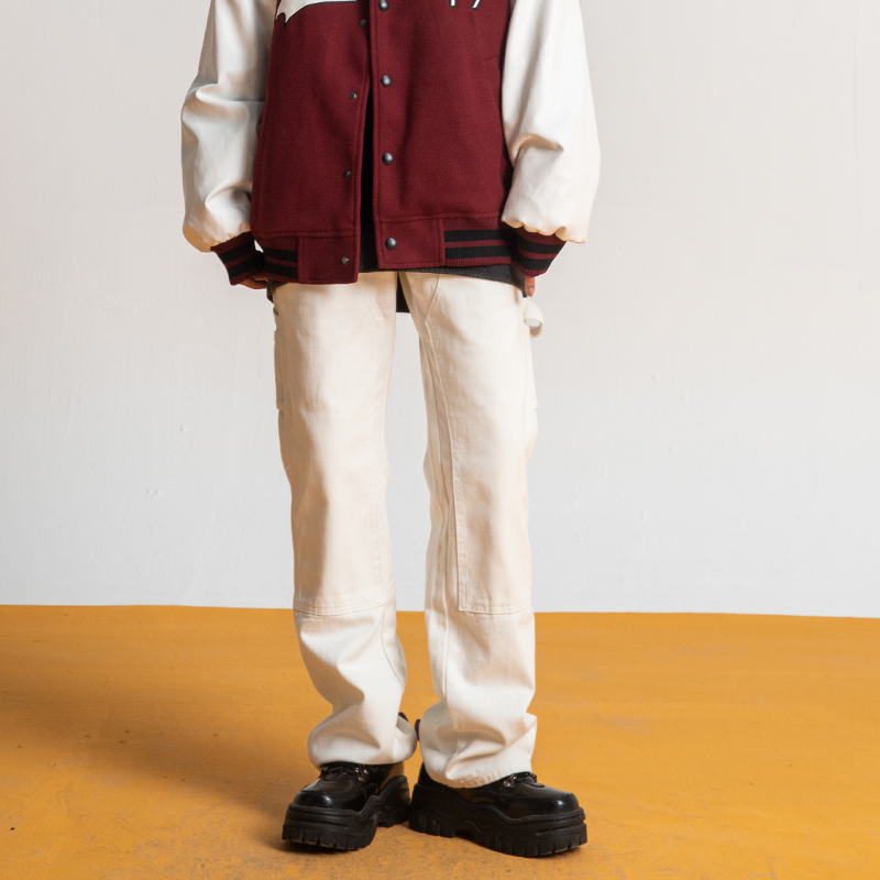 Versatile Unisex White Loose Straight Leg Jeans - High Street Trend Solid Color Pants for Effortless Style