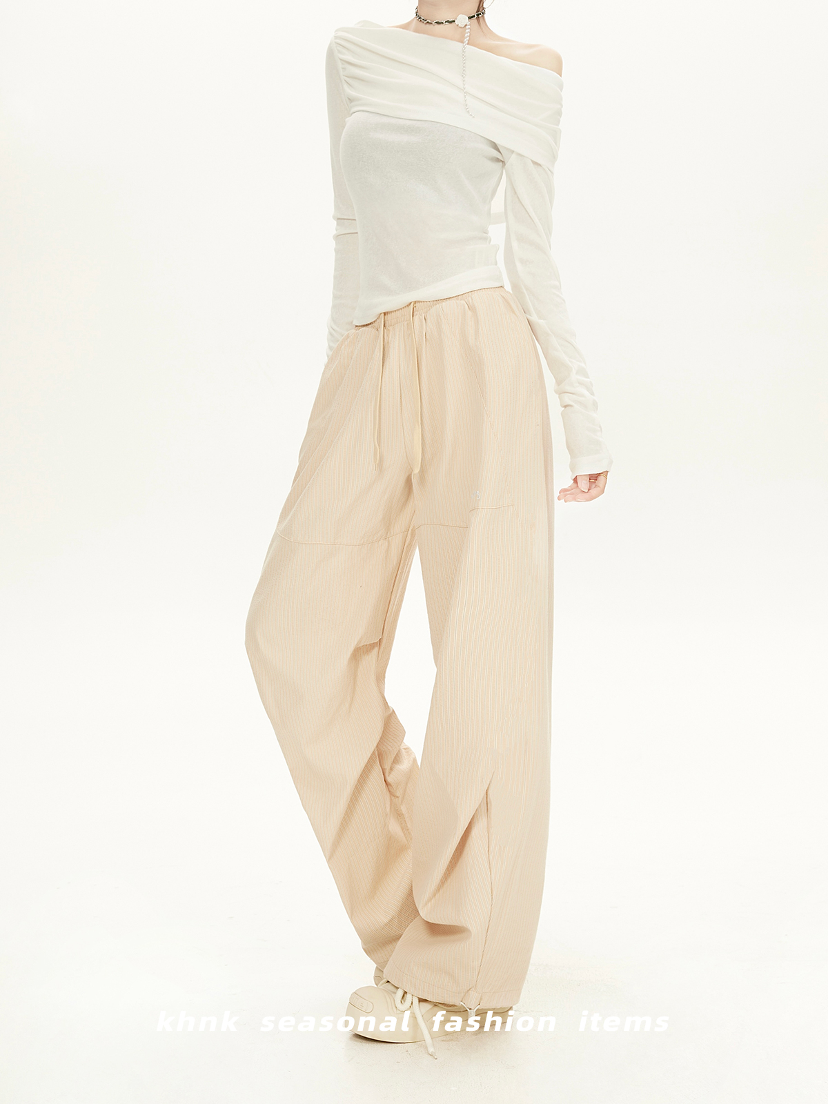 Vertical Striped Blue Casual Wide-Leg Pants for Women - Summer Loose Fit Sports Style, Trendy & Stylish Fashion