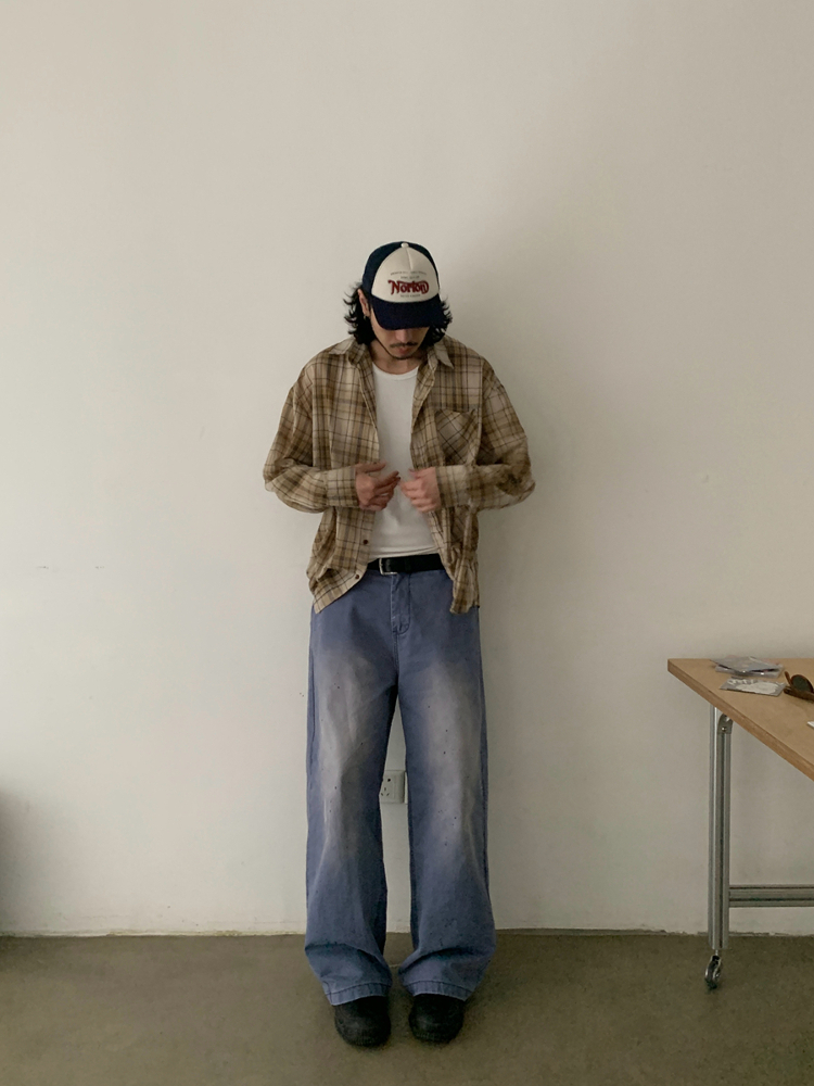 Vintage American Retro Distressed Ink-Splash Cargo Pants for Men and Women - Straight Loose Fit, Y2K Style, Fashionable Workwear Vintage American Retro Distressed Ink-Splash Cargo Pants for Men and Women - Straight Loose Fit, Y2K Style, Fashionable Workwear