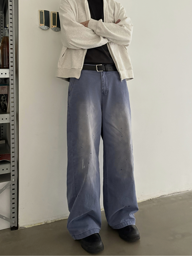 Vintage American Retro Distressed Ink-Splash Cargo Pants for Men and Women - Straight Loose Fit, Y2K Style, Fashionable Workwear