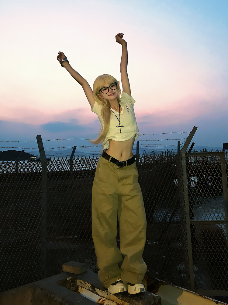 Vintage American Style Curved Blade Wide-Leg Pants for Men and Women - Loose Casual Straight-Leg Trousers