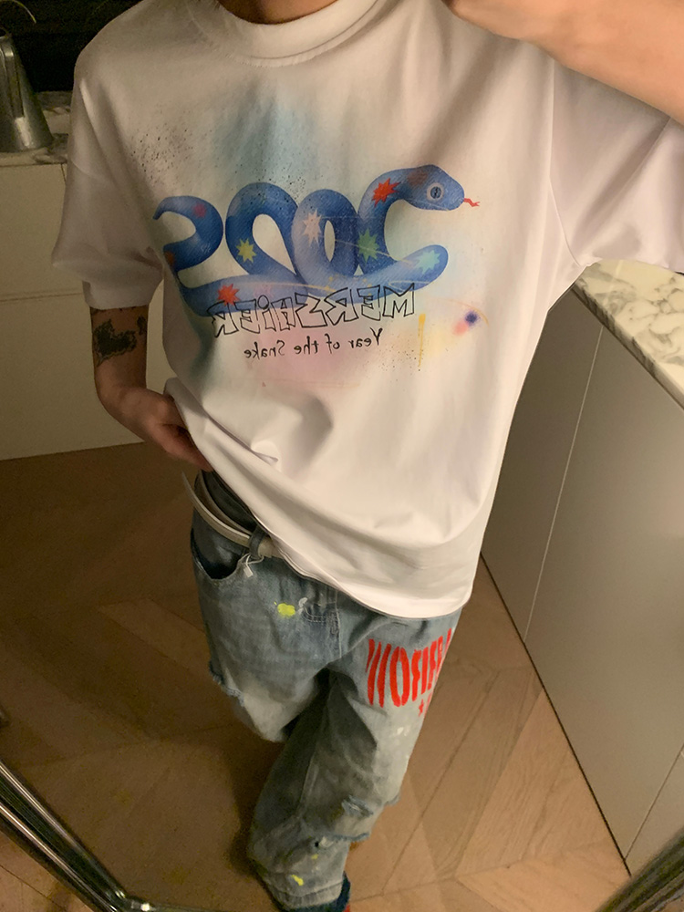 Vintage Animal Print Round Neck T-Shirt for Men and Women - Casual Loose Fit Short Sleeve Tee for Summer Fashion