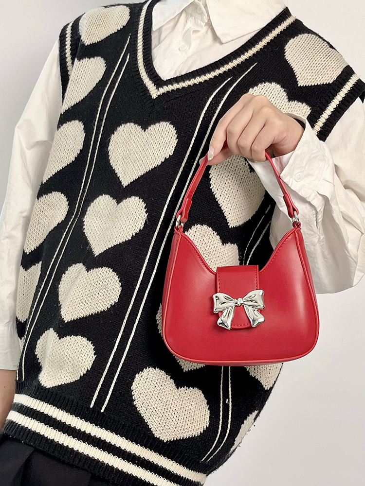 Vintage Bow Chain Crossbody Bag for Women - Exquisite Handheld Small Bag in Niche Design, Perfect for 2025 Trends