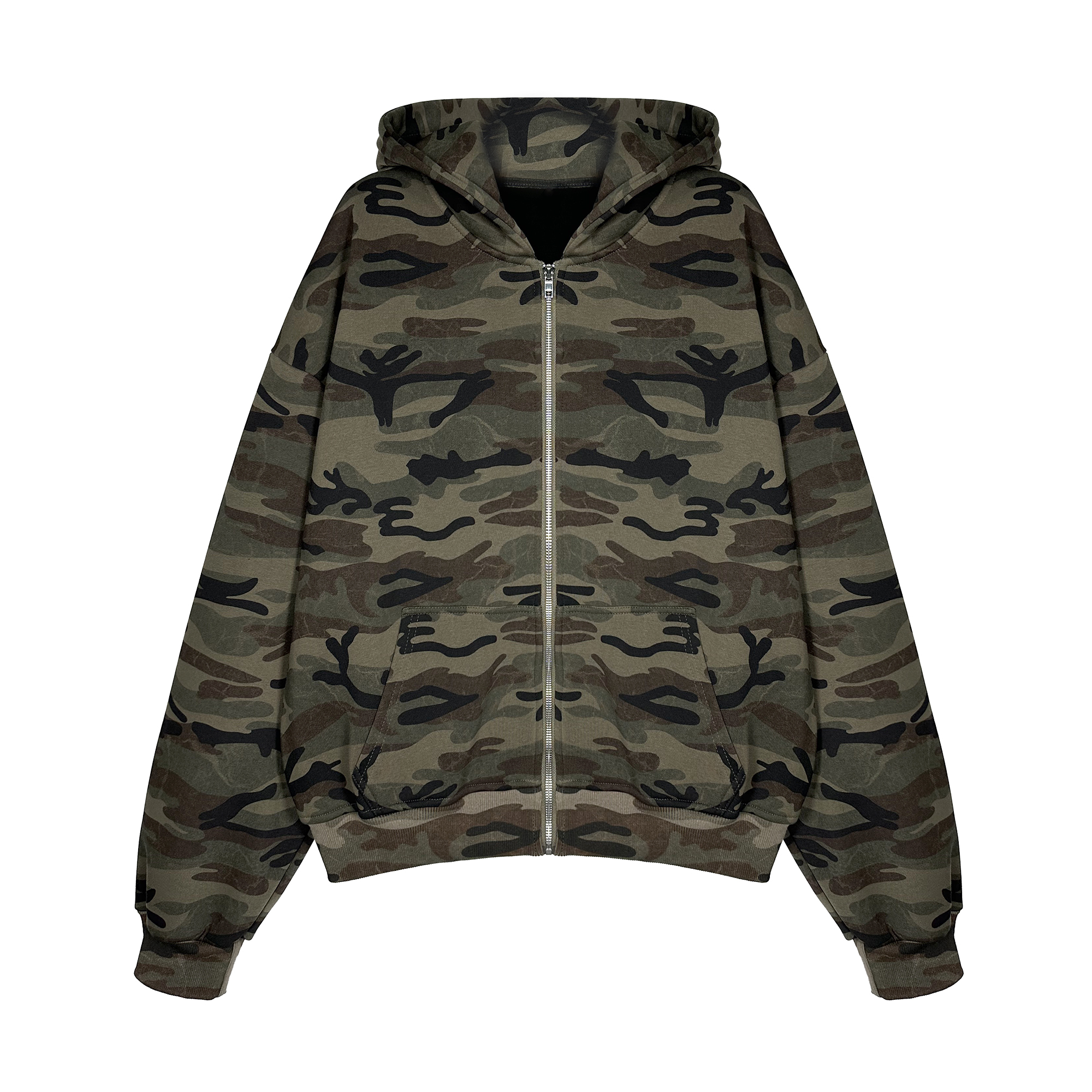 Vintage Camouflage Fleece Hooded Sweatshirt for Men and Women, Loose Fit Casual Jacket for Spring and Autumn, 90s Style Unisex Fashion