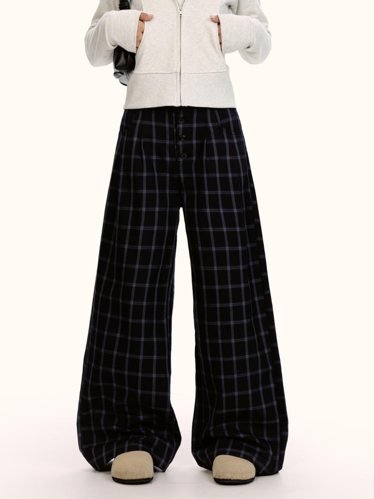 Vintage Checkered Casual Pants for Men & Women, Loose Fit American Streetwear Wide-Leg Trousers, Retro 90s Style