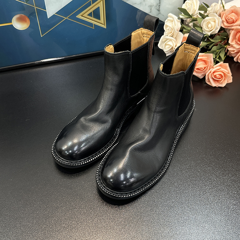 Vintage Distressed Brown Chelsea Boots - Genuine Leather Short Thick-Soled Martin Style for Autumn Winter Street Style