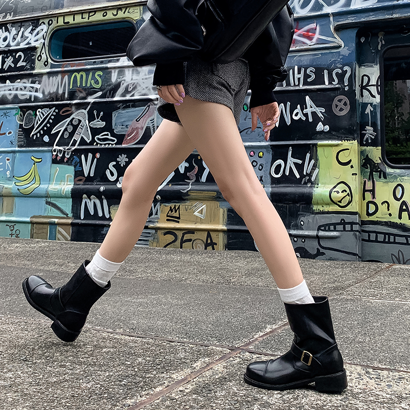 Vintage Distressed Brown Leather Martin Boots for Women - Trendy Short Thick-Soled Western Style Footwear