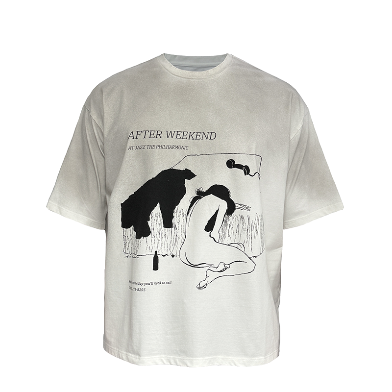 Vintage Drunken Girl Tee - Distressed Short Sleeve T-Shirt - Dirty Dyed Ice Feel Fabric - Retro Y2K Style