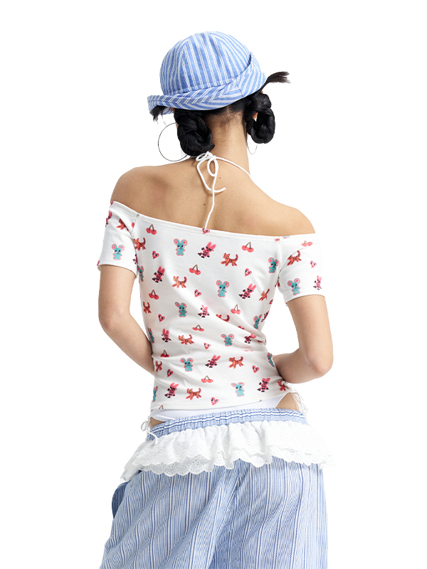 Vintage Floral One-Shoulder T-Shirt – Original Design, Retro Style, Perfect for Y2K Fashion Lovers Vintage Floral One-Shoulder T-Shirt – Original Design, Retro Style, Perfect for Y2K Fashion Lovers