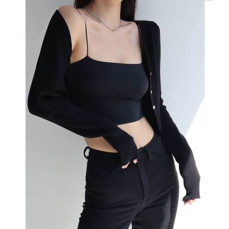 Vintage French Soft Slim High-Waisted Solid Color V-Neck Buttoned Long Sleeve Knitted Cardigan Sweater Top for Women