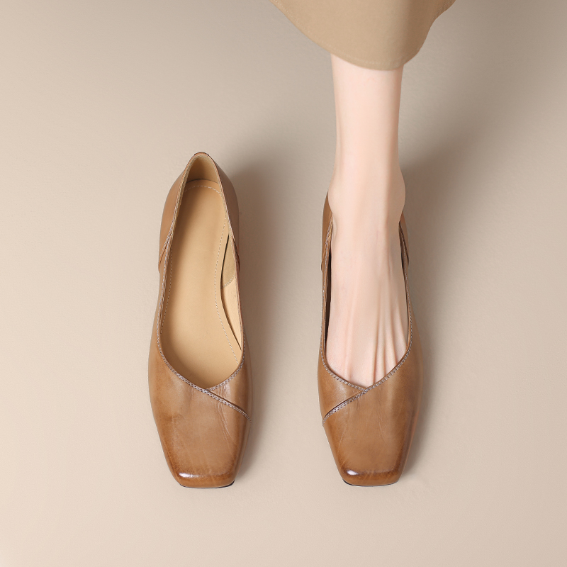 Vintage French Square-Toe Slip-On Loafers for Women with Low Chunky Heels - Chic Retro Style Footwear