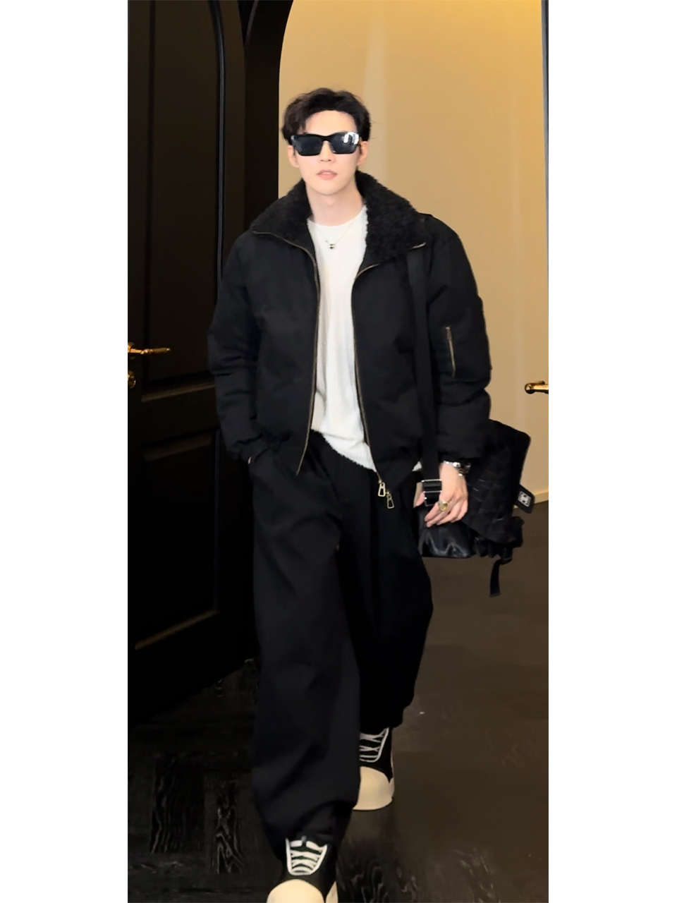 Vintage Fur Collar Cotton Jacket Set with Casual Straight Pants - 2025 Autumn/Winter American Style Fashion