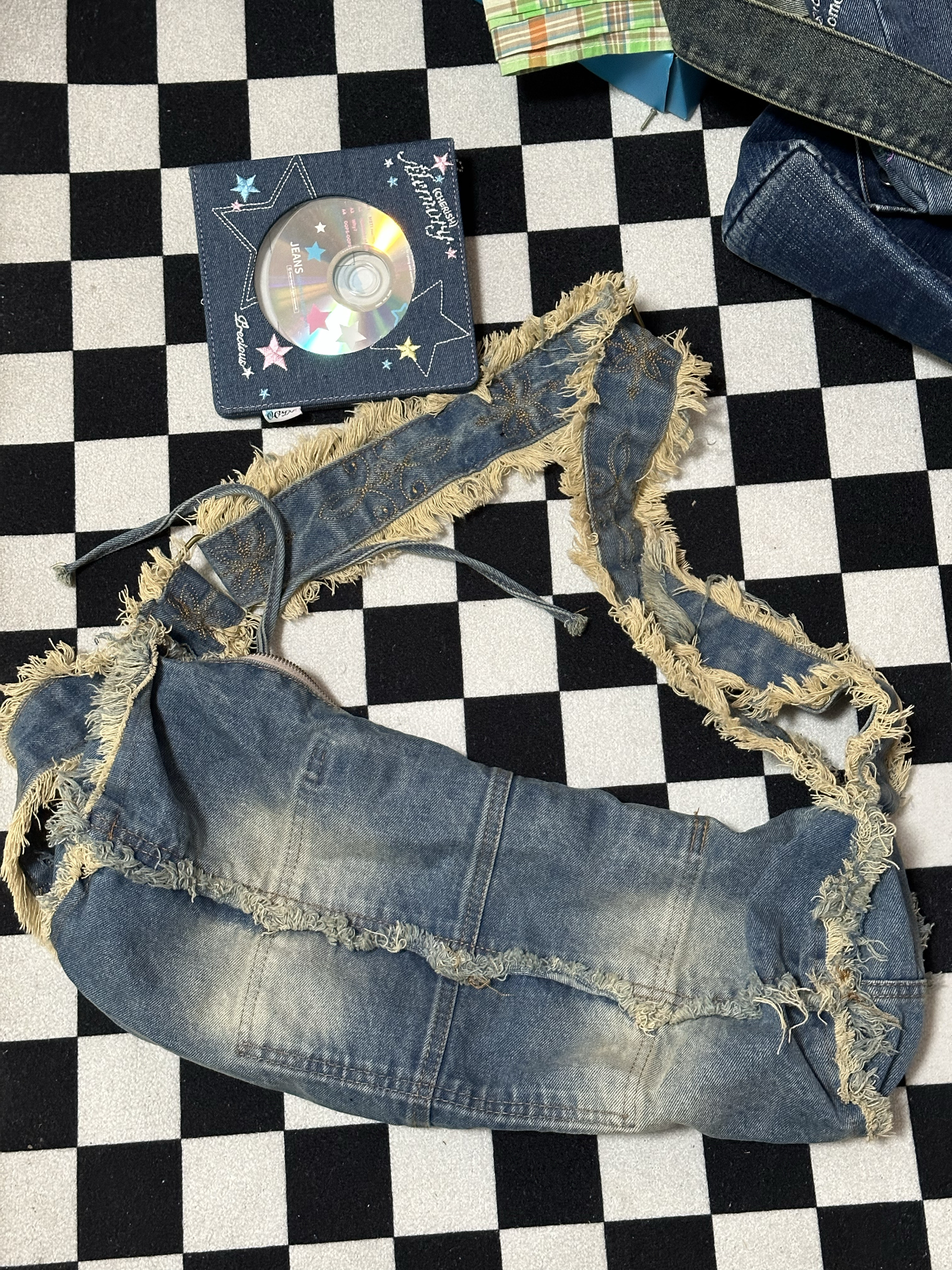 Vintage Handmade Denim Bag - Retro Large-Capacity Women's Casual Commuter Tote - Trendy Niche Style