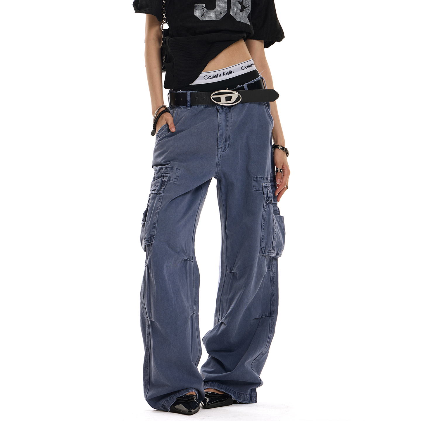 Vintage Heavy Industrial Retro Cargo Pants for Men and Women | Distressed Wide-Leg Casual Style | Y2K American Fashion