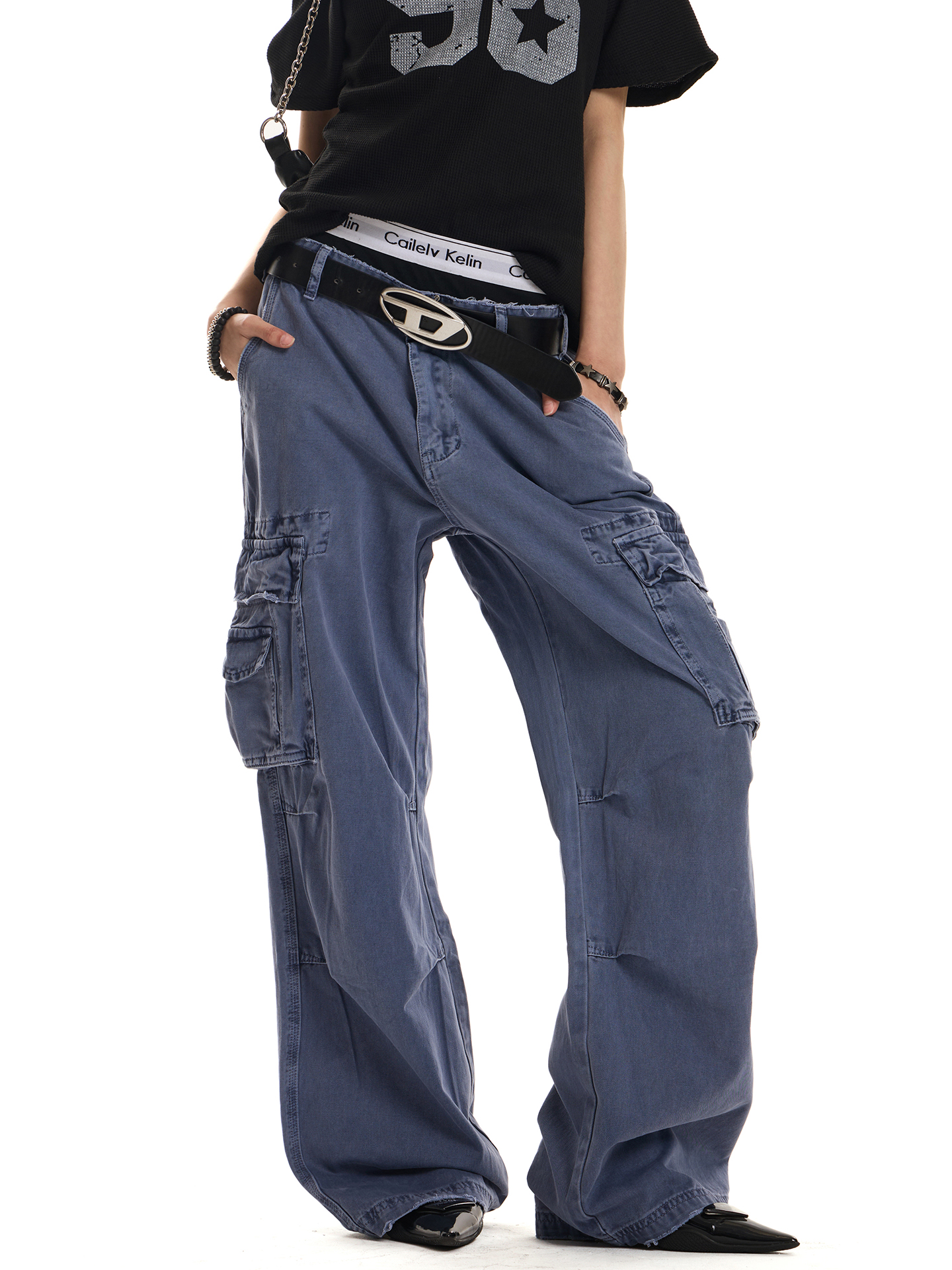 Vintage Heavy Industrial Retro Cargo Pants for Men and Women | Distressed Wide-Leg Casual Style | Y2K American Fashion Vintage Heavy Industrial Retro Cargo Pants for Men and Women | Distressed Wide-Leg Casual Style | Y2K American Fashion