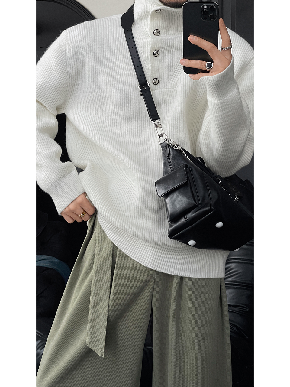 Vintage High Neck Knitted Sweater for Men - 2025 Autumn/Winter Lazy Style Solid Color Top, Versatile Fashion Essential