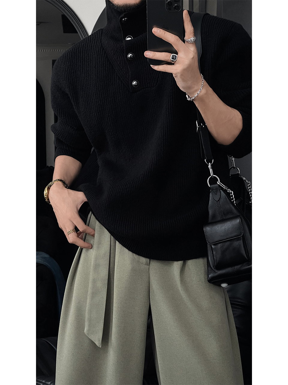 Vintage High Neck Knitted Sweater for Men - 2025 Autumn/Winter Lazy Style Solid Color Top, Versatile Fashion Essential Vintage High Neck Knitted Sweater for Men - 2025 Autumn/Winter Lazy Style Solid Color Top, Versatile Fashion Essential