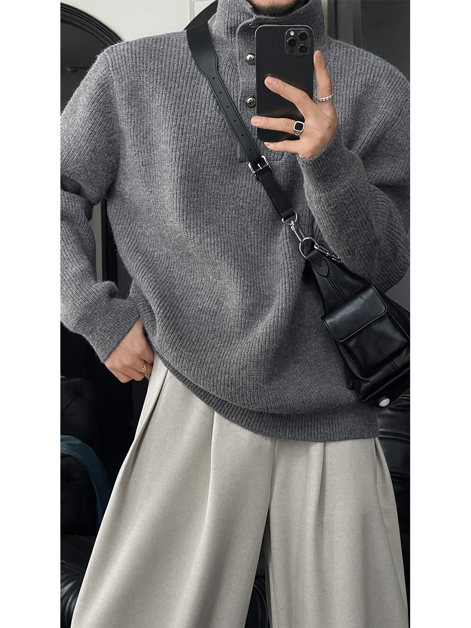 Vintage High Neck Knitted Sweater for Men - 2025 Autumn/Winter Lazy Style Solid Color Top, Versatile Fashion Essential Vintage High Neck Knitted Sweater for Men - 2025 Autumn/Winter Lazy Style Solid Color Top, Versatile Fashion Essential