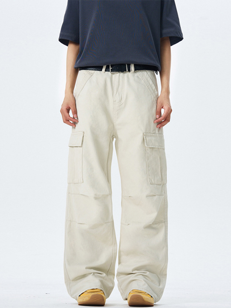 Vintage High Street Distressed Work Pants for Men and Women, Wide-Leg Loose Straight Trousers, Retro Y2K Style