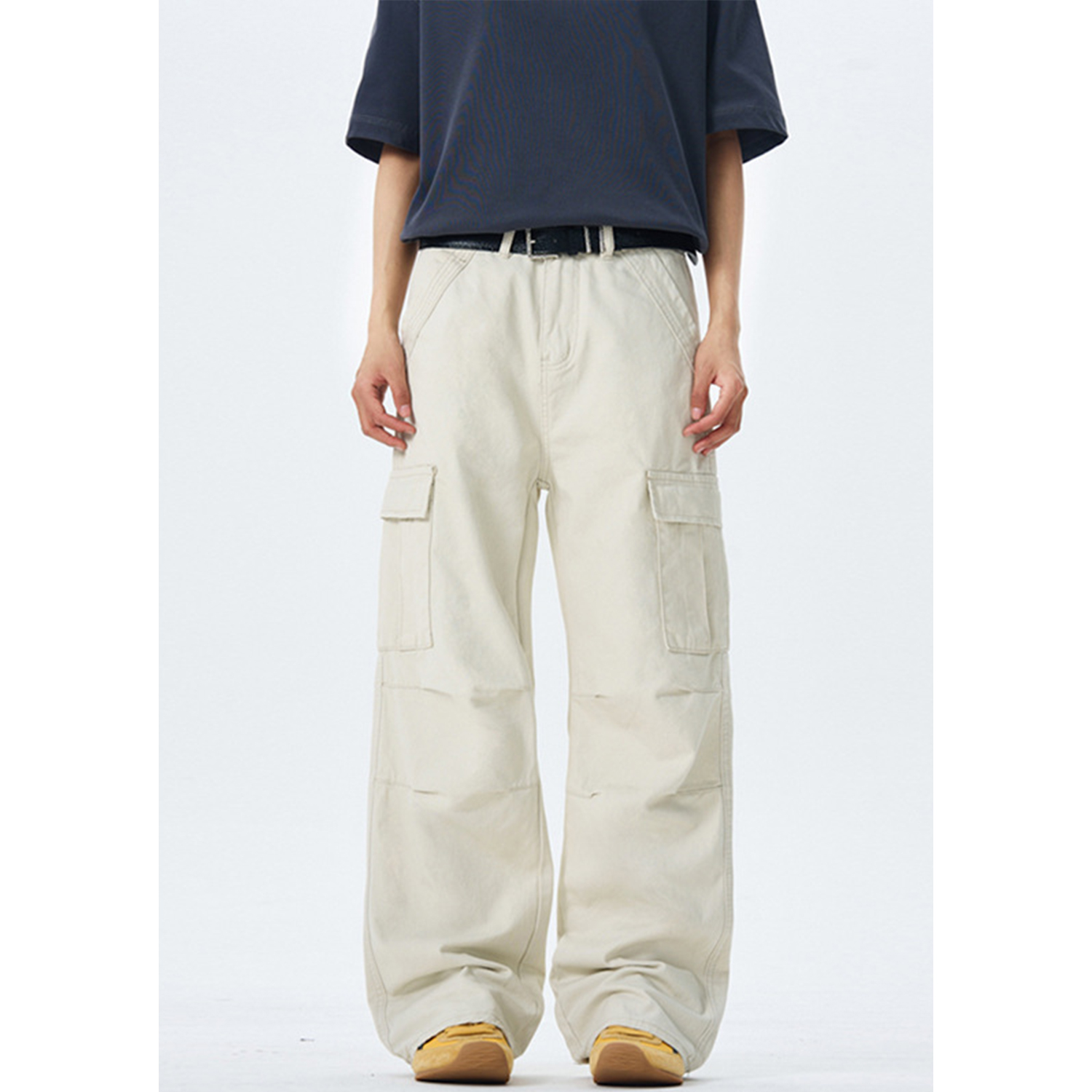 Vintage High Street Distressed Work Pants for Men and Women, Wide-Leg Loose Straight Trousers, Retro Y2K Style