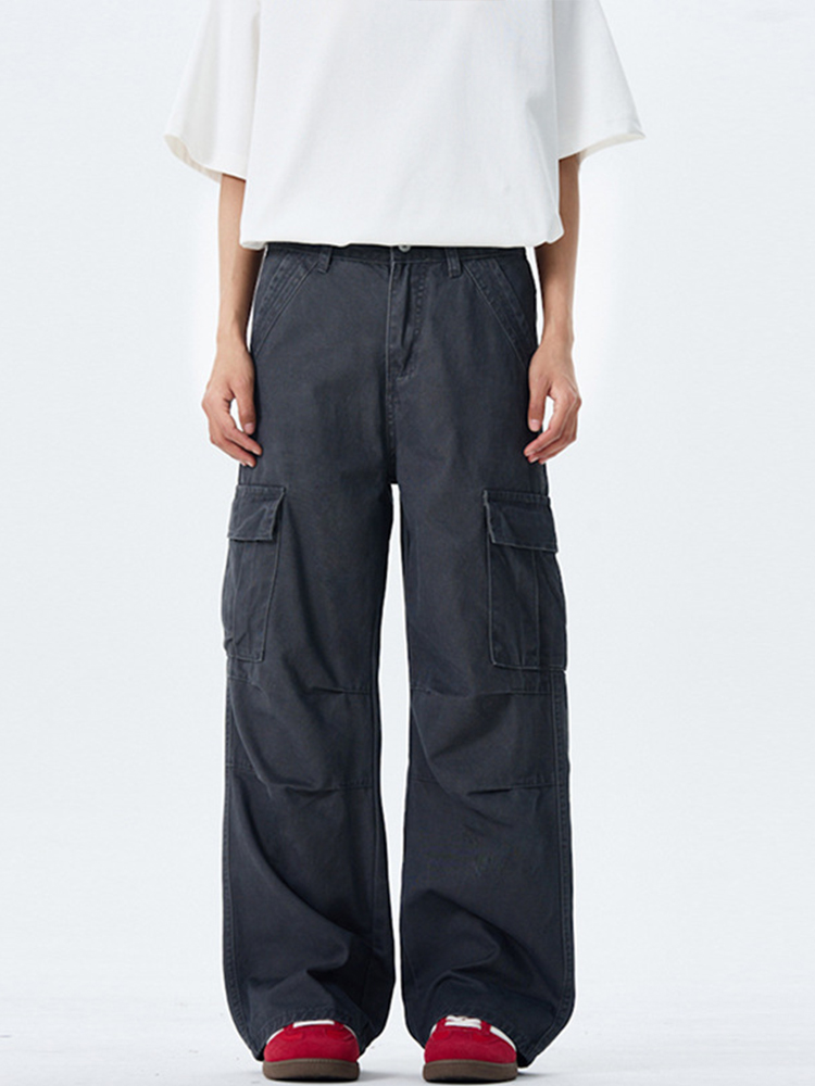 Vintage High Street Distressed Work Pants for Men and Women, Wide-Leg Loose Straight Trousers, Retro Y2K Style Vintage High Street Distressed Work Pants for Men and Women, Wide-Leg Loose Straight Trousers, Retro Y2K Style