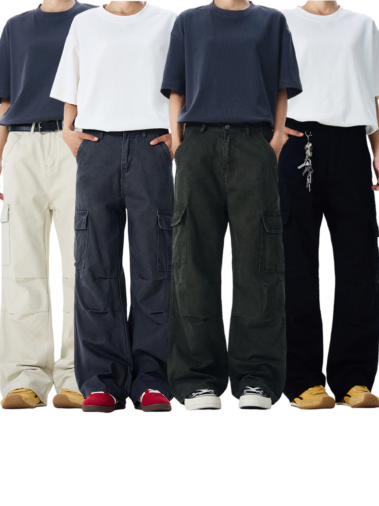 Vintage High Street Distressed Work Pants for Men and Women, Wide-Leg Loose Straight Trousers, Retro Y2K Style Vintage High Street Distressed Work Pants for Men and Women, Wide-Leg Loose Straight Trousers, Retro Y2K Style