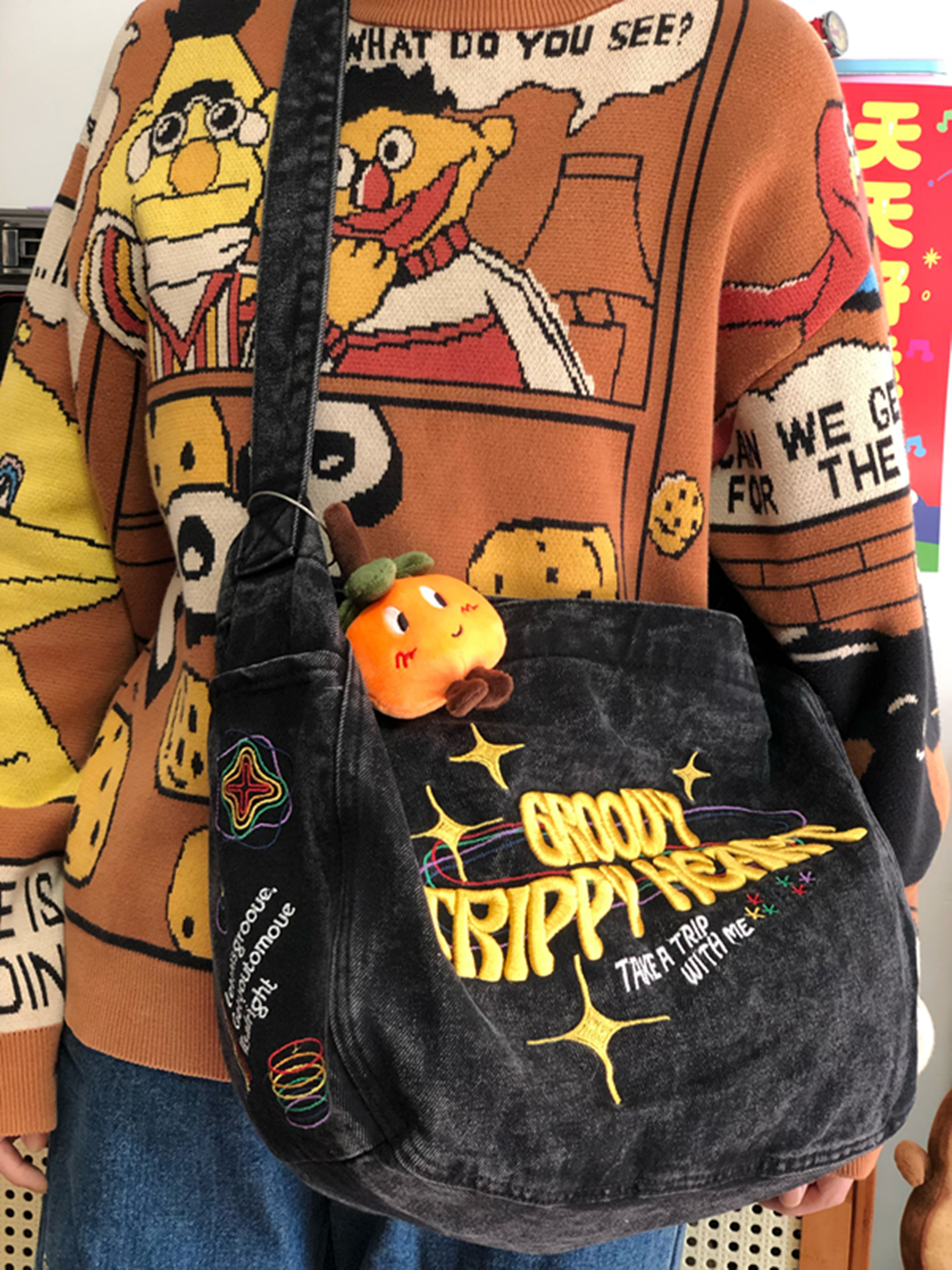 Vintage-Inspired Large Capacity Denim Women's Bag - Retro Commuter Style, Japanese Design, Trendy for Students and Daily Use