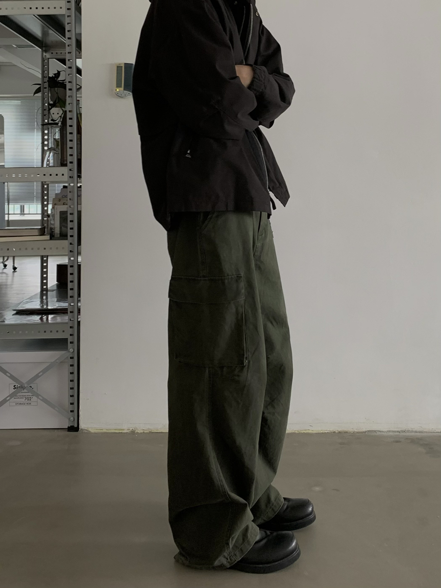 Vintage Loose Straight Work Pants for Men and Women - Retro Multi-Pocket Casual Trousers in Washed Look, Trendy 90s Style