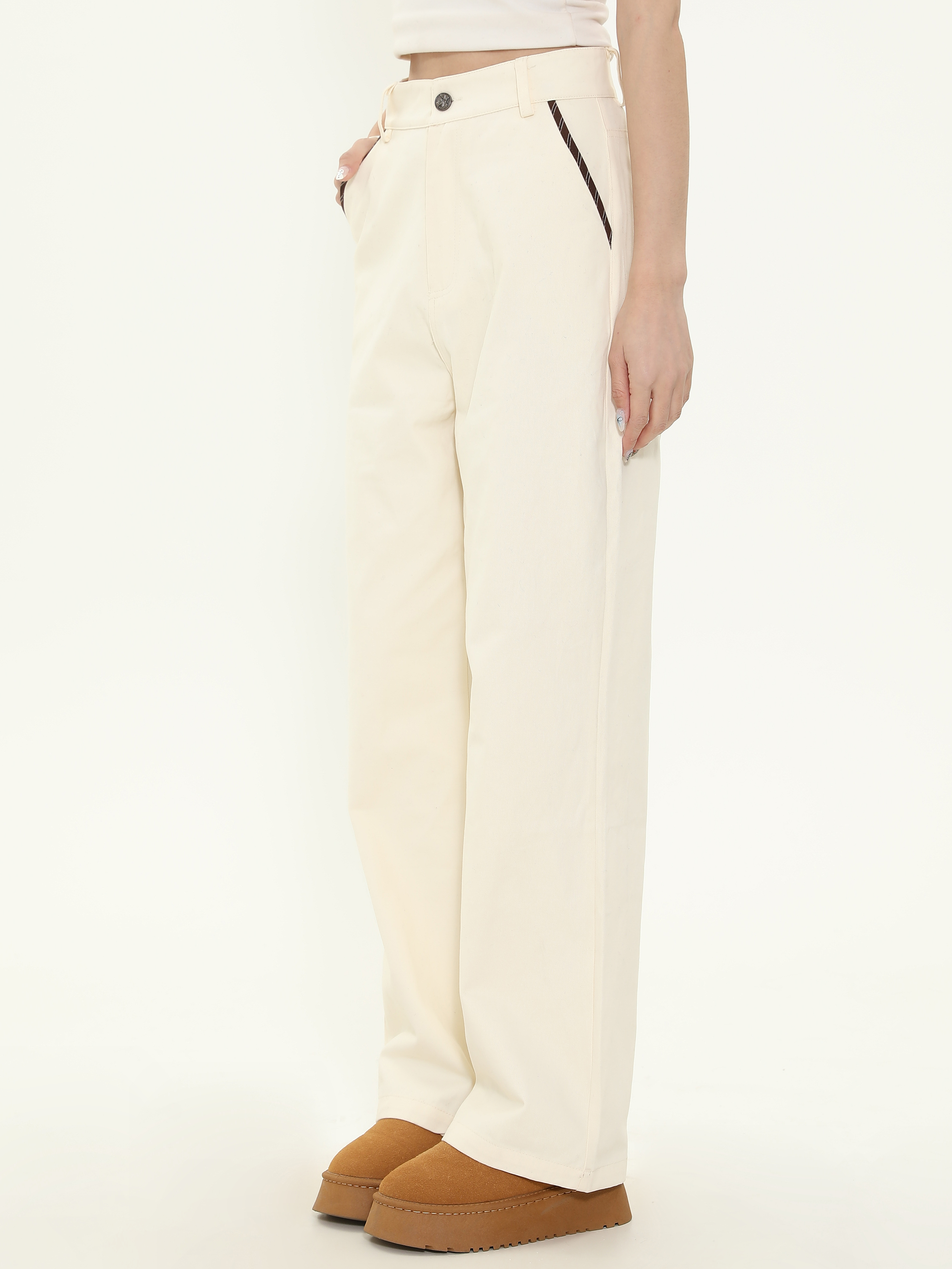 Vintage Maillard Bear Embroidery Loose Straight Leg Pants for Women, Casual Spring Autumn Versatile Fashion Trousers Vintage Maillard Bear Embroidery Loose Straight Leg Pants for Women, Casual Spring Autumn Versatile Fashion Trousers