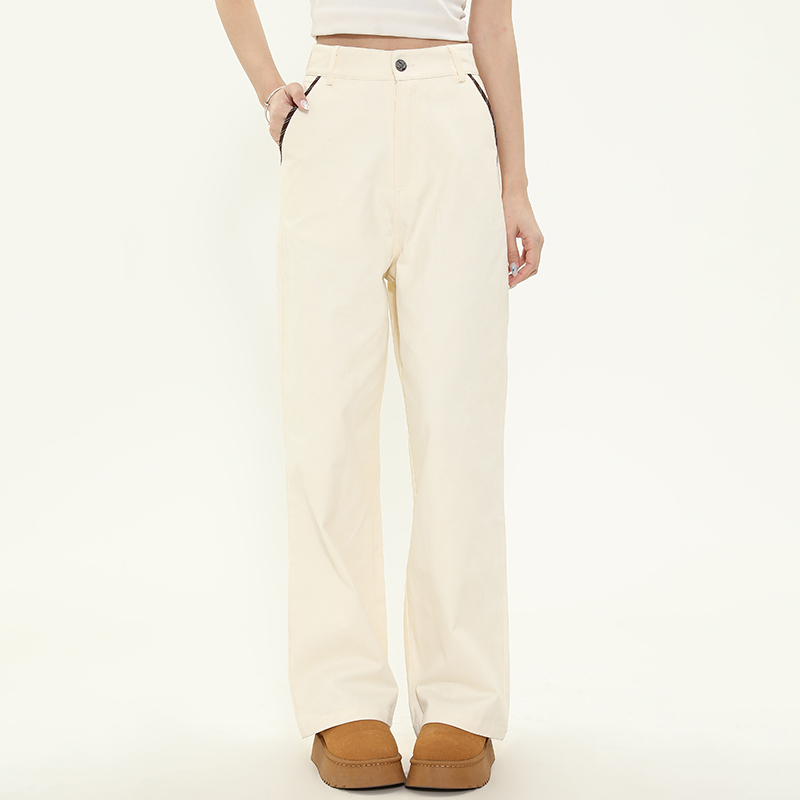 Vintage Maillard Bear Embroidery Loose Straight Leg Pants for Women, Casual Spring Autumn Versatile Fashion Trousers Vintage Maillard Bear Embroidery Loose Straight Leg Pants for Women, Casual Spring Autumn Versatile Fashion Trousers