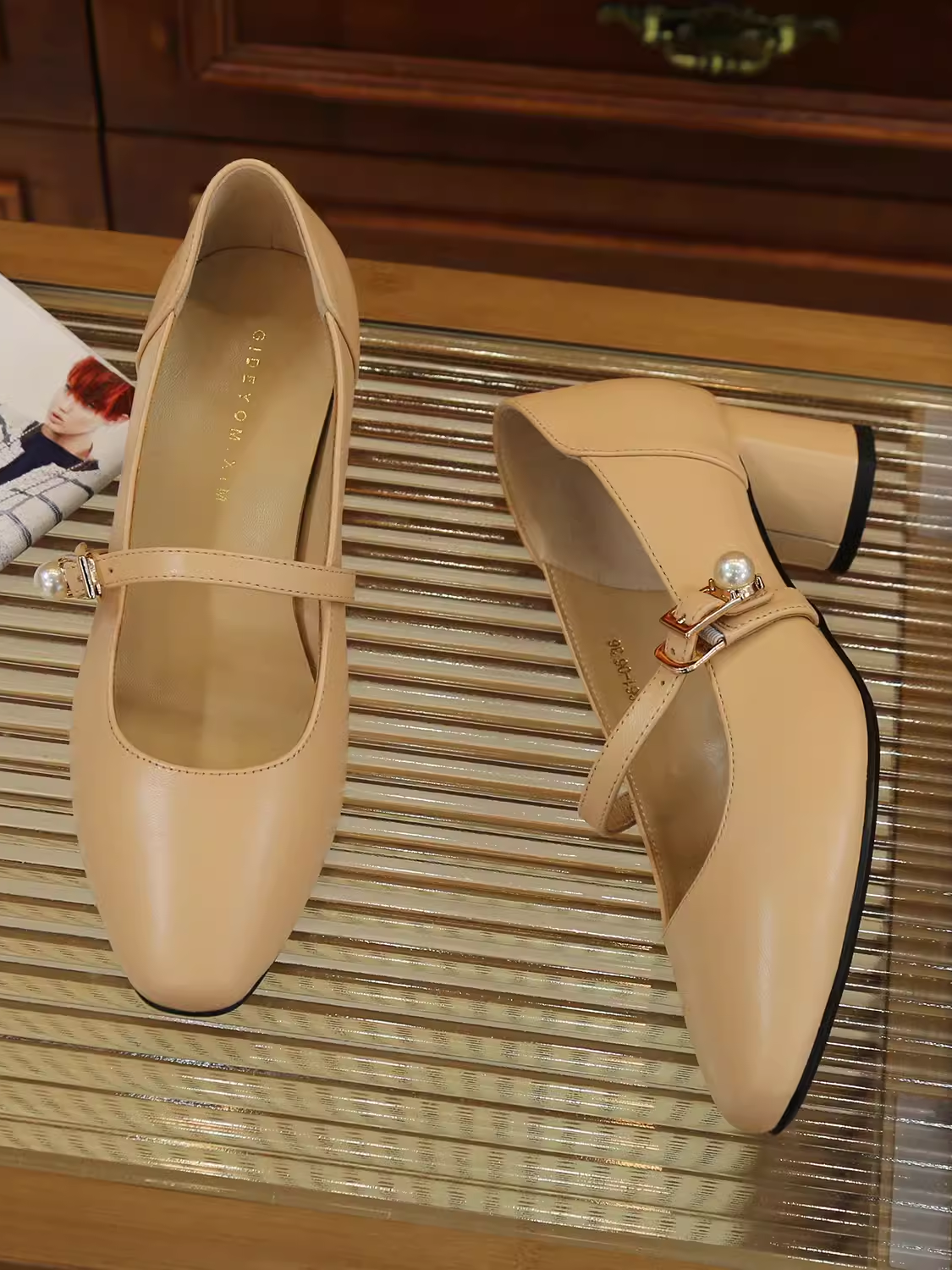 Vintage One-Strap Mary Jane Women's Shoes - 5cm Mid Chunky Heel, Genuine Leather, Soft Round Toe, 2025 Autumn Style