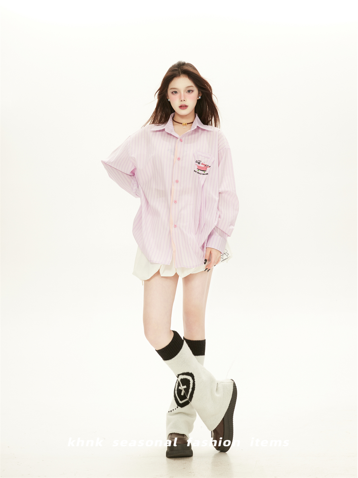 Vintage Pink Vertical Striped Long Sleeve Sun Protection Shirt for Women with Cute Dog Embroidery – Loose Fit Jacket for Spring and Summer Vintage Pink Vertical Striped Long Sleeve Sun Protection Shirt for Women with Cute Dog Embroidery – Loose Fit Jacket for Spring and Summer