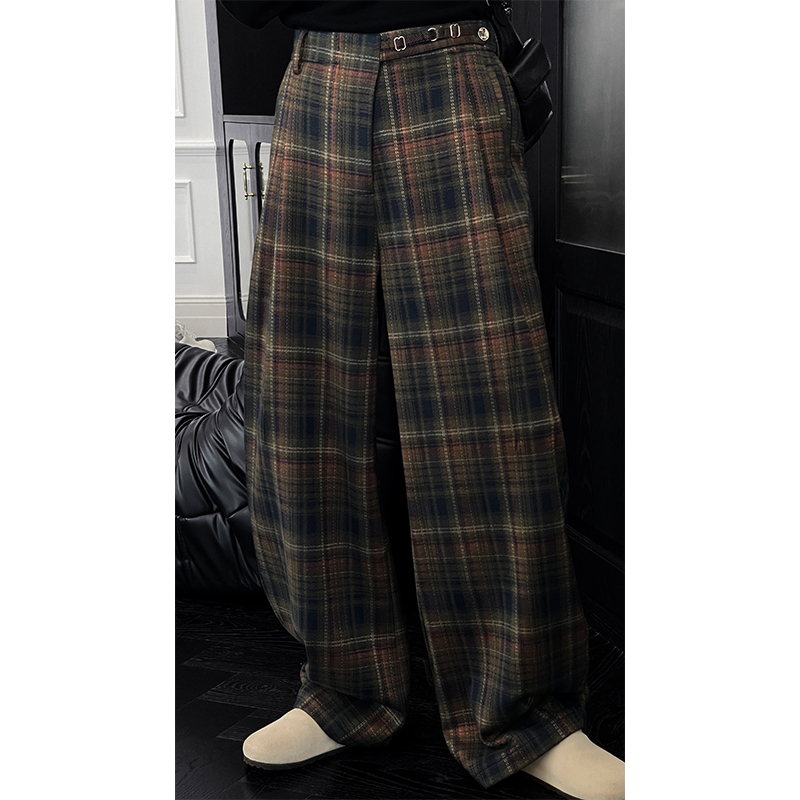 Vintage Plaid Casual Pants for Men - 2025 Autumn Winter Thick Loose Straight Wide-Leg Trousers, Versatile Y2K Style Vintage Plaid Casual Pants for Men - 2025 Autumn Winter Thick Loose Straight Wide-Leg Trousers, Versatile Y2K Style