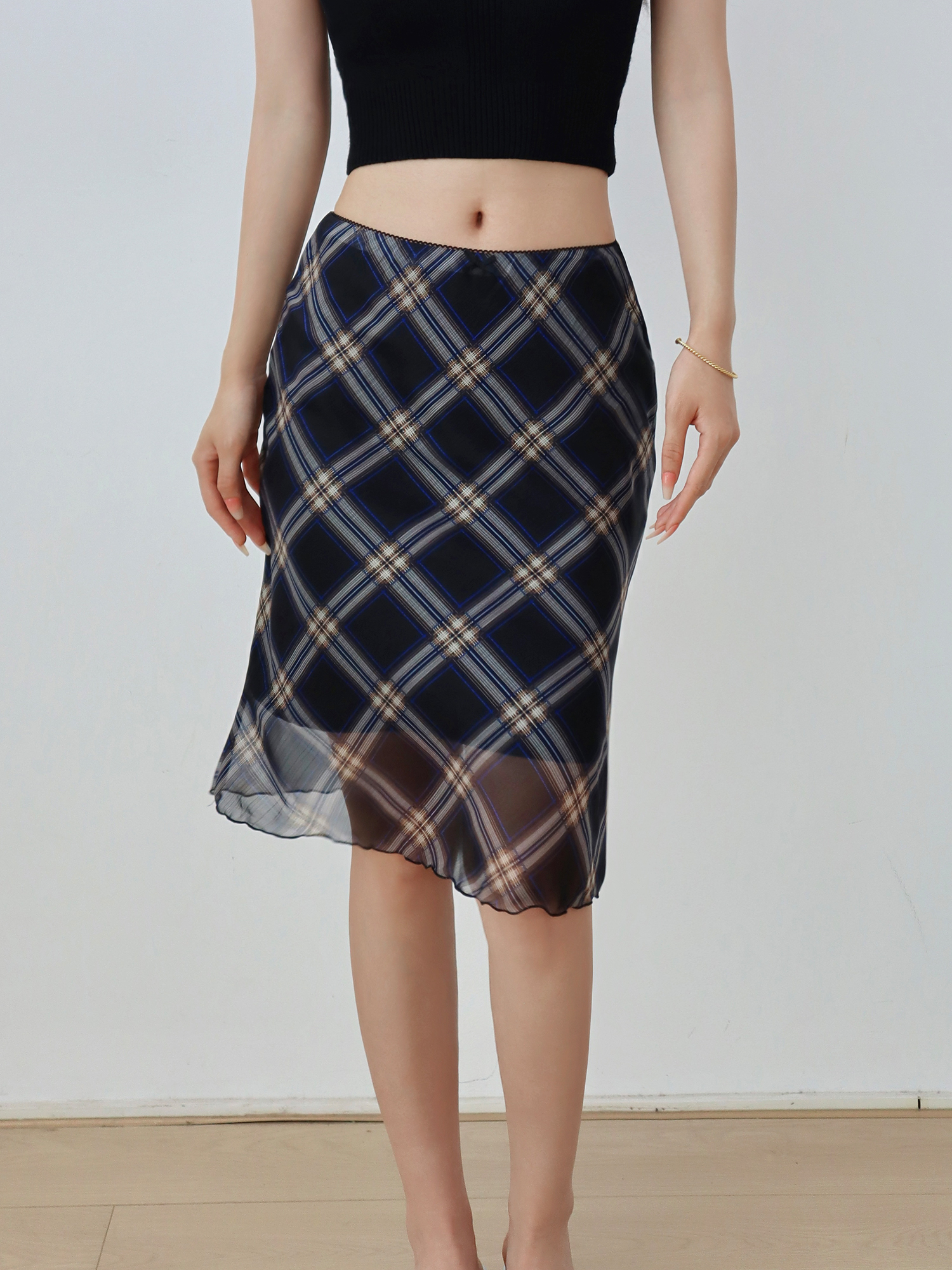 Vintage Plaid Midi Skirt for Women, Retro Slim Fit A-Line, Lined, Casual Summer Skirt, 90s Inspired Fashion for Vacation