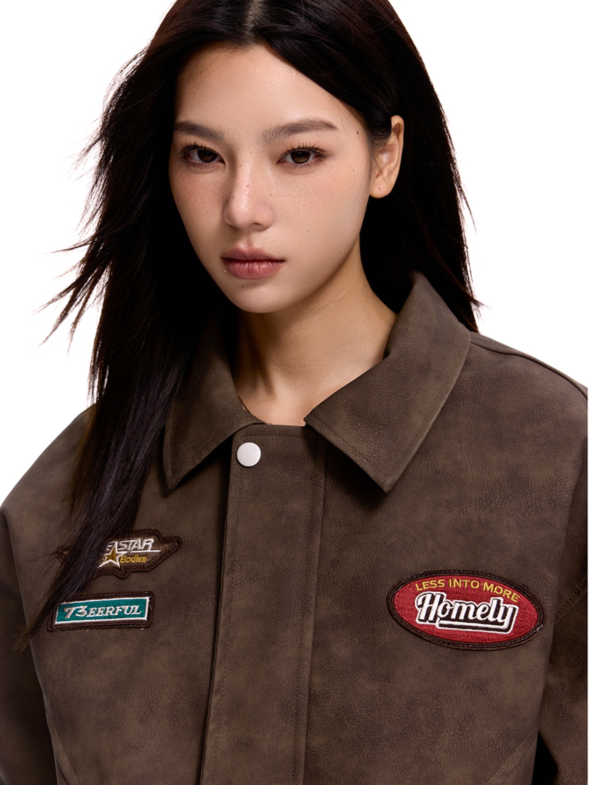 Vintage PU Leather Biker Jacket for Men and Women, Loose Fit Trendy Flight Jacket, Retro 90s Style Vintage PU Leather Biker Jacket for Men and Women, Loose Fit Trendy Flight Jacket, Retro 90s Style