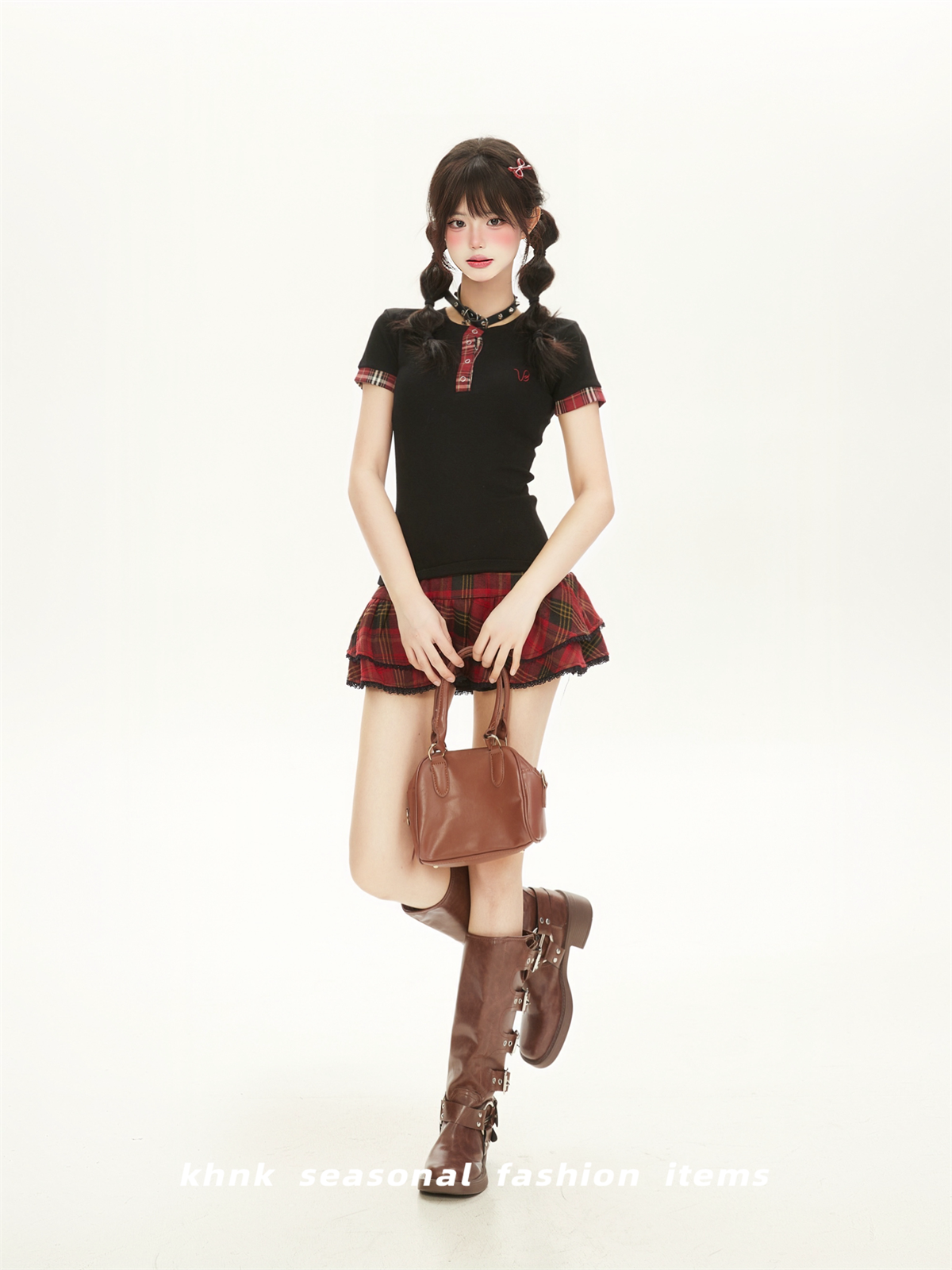 Vintage Red Plaid Patchwork Short Sleeve Crop Top T-Shirt for Women - Sexy Summer Style, Unique Fit, Trendy Fashion Vintage Red Plaid Patchwork Short Sleeve Crop Top T-Shirt for Women - Sexy Summer Style, Unique Fit, Trendy Fashion