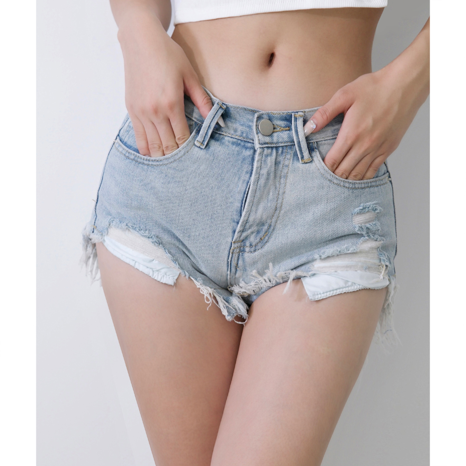 Vintage Ripped Denim Shorts for Women - Sexy Slim Fit Cropped Hot Pants in Retro European and American Style for Summer